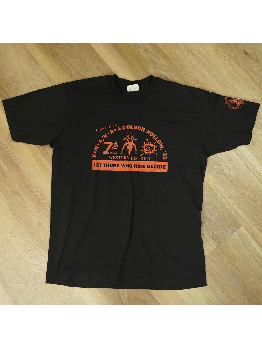 Vintage Motorcycle Tee "Let those who ride decide" 1991 Large 42-44 Hanes 50/50